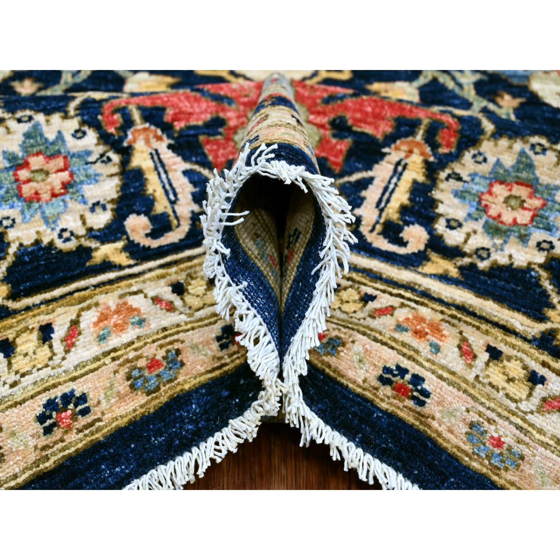 Denim Blue Afghan Peshawar Aryana Heriz Hand Knotted 100% Wool Rug 9'2
