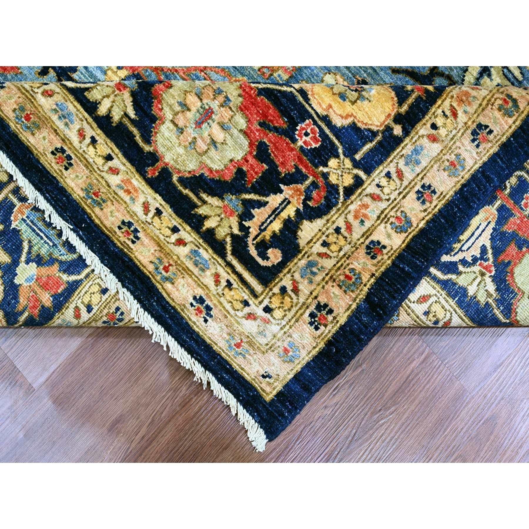 Contemporary Denim Blue Afghan Peshawar Aryana Heriz Hand Knotted 100% Wool Rug 9'2