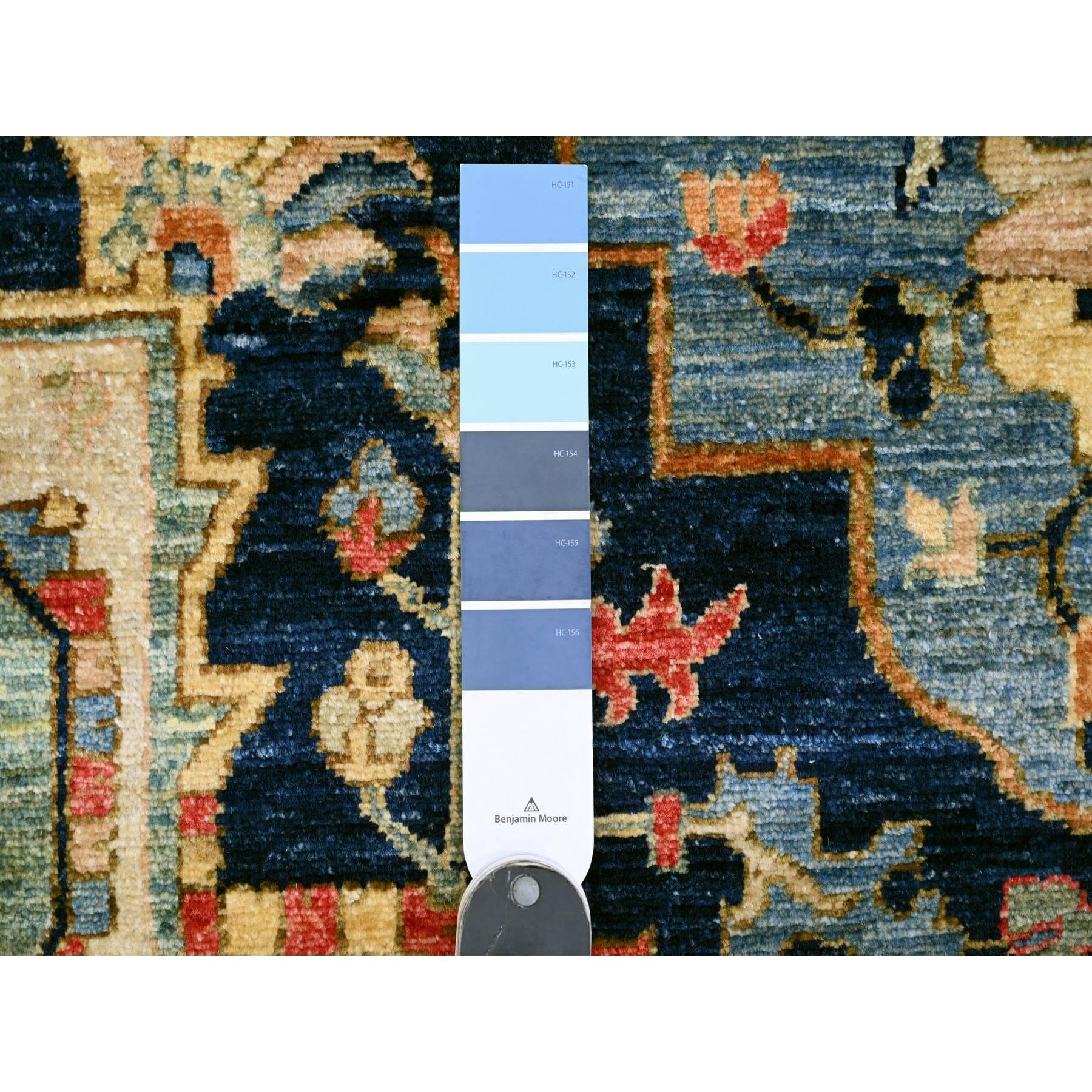 Denim Blue Afghan Peshawar Aryana Heriz Hand Knotted 100% Wool Rug 9'2