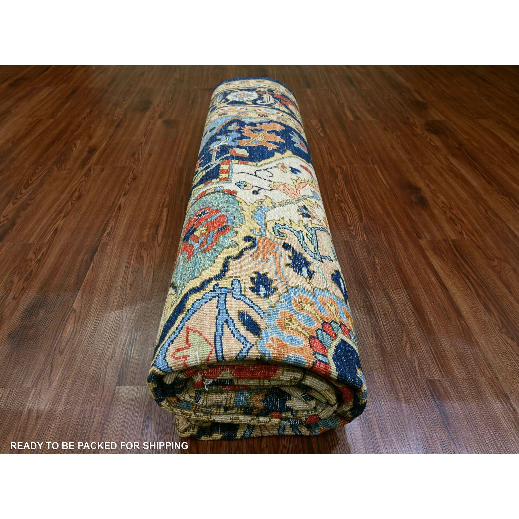 Denim Blue Afghan Peshawar Aryana Heriz Hand Knotted 100% Wool Rug 9'2
