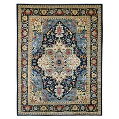Denim Blue Afghan Peshawar Aryana Heriz Hand Knotted 100% Wool Rug 9'2"x11'10"