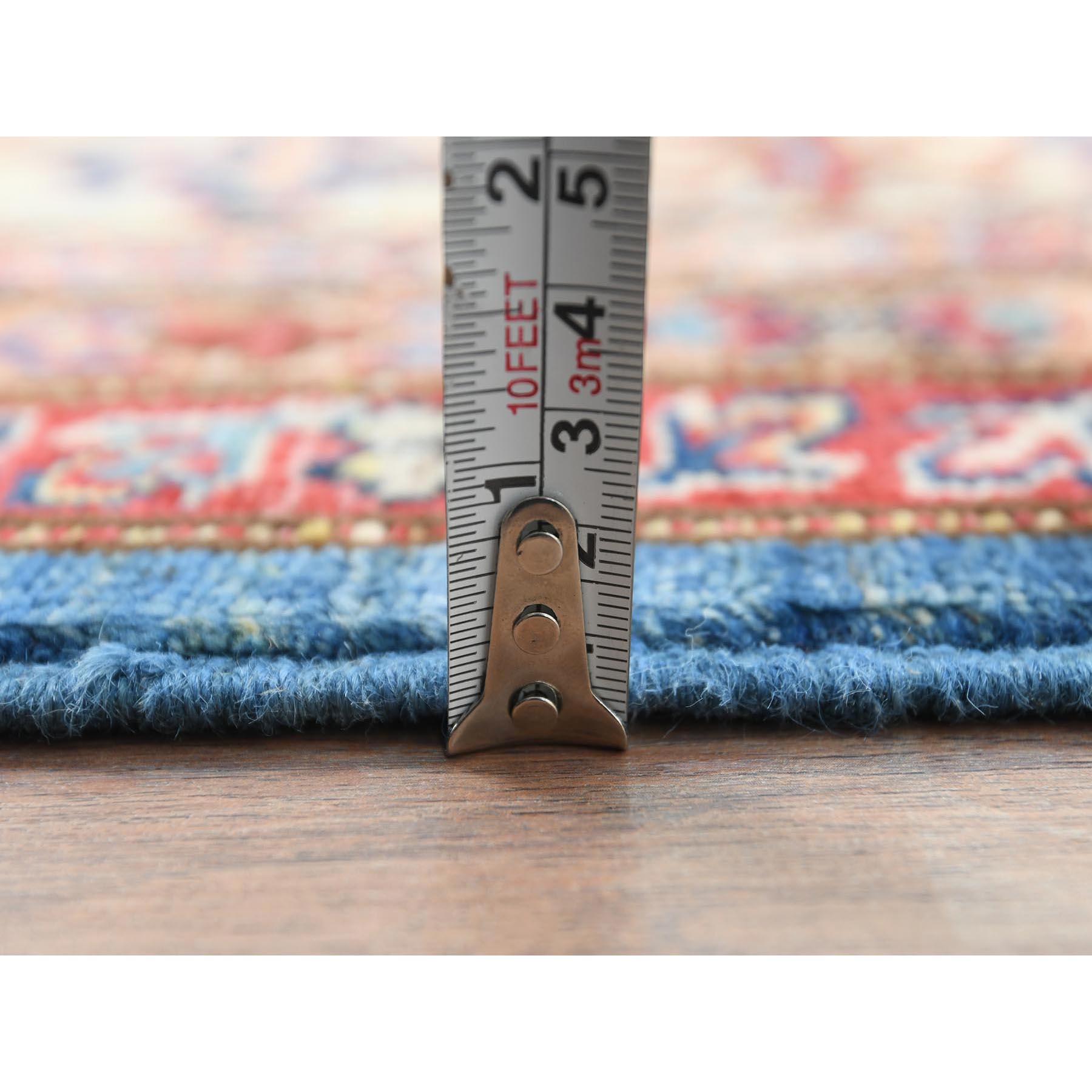 Tapis oriental bleu afghan super Kazak en laine douce nouée à la main  9'x12'7