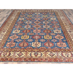 Denim Blue Afghan Super Kazak Soft Wool Hand Knotted Oriental Rug  9'x12'7"