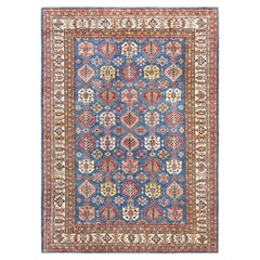 Denim Blue Afghan Super Kazak Soft Wool Hand Knotted Oriental Rug  9'x12'7"