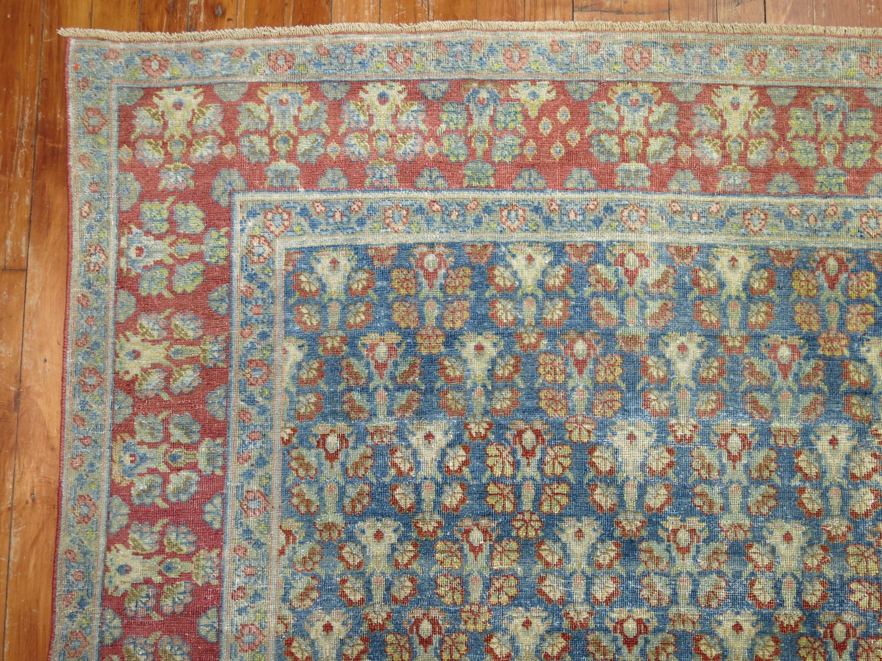 Wool Denim Blue Antique Persian Joshegan Rug, Early 20th Century For Sale