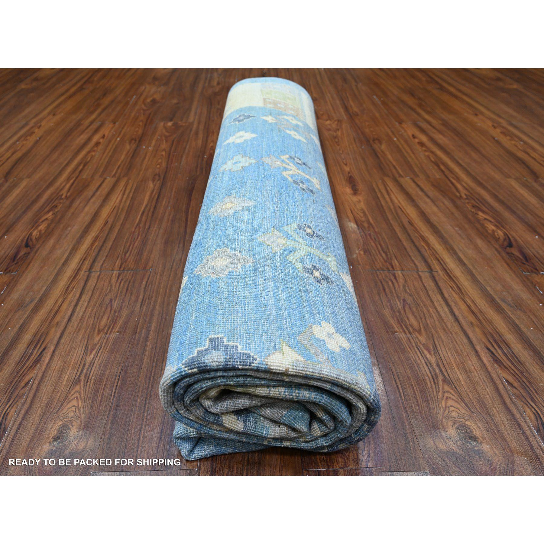 Denim Blauer feiner Kashkuli Gabbeh Handgeknüpfter orientalischer Teppich aus reiner Wolle 8'2