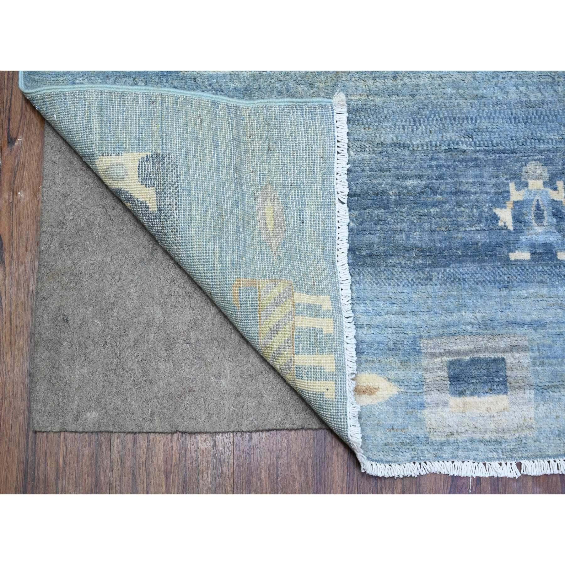 Denim Blauer feiner Kashkuli Gabbeh Handgeknüpfter orientalischer Teppich aus reiner Wolle 8'2