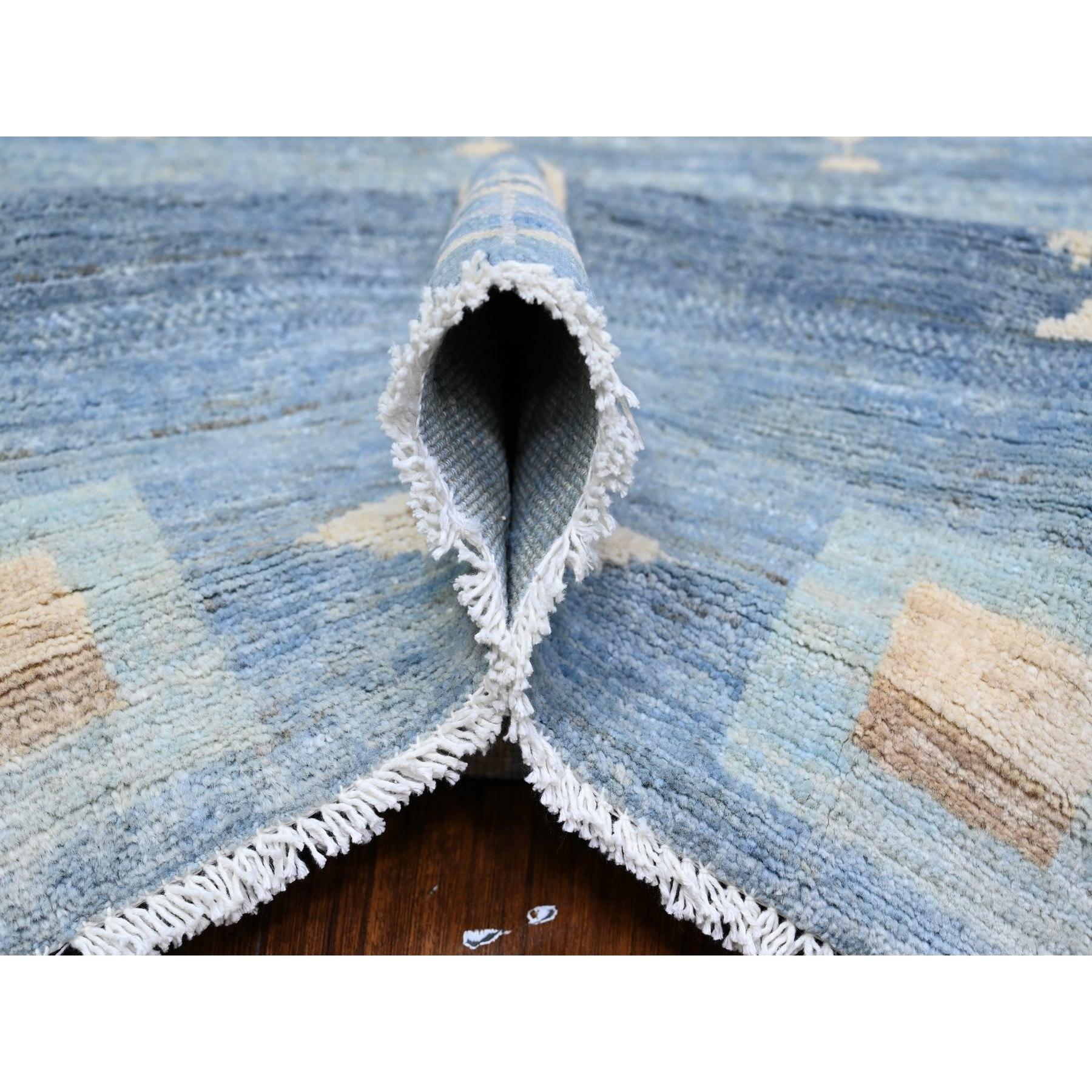 Denim Blauer feiner Kashkuli Gabbeh Handgeknüpfter orientalischer Teppich aus reiner Wolle 8'2