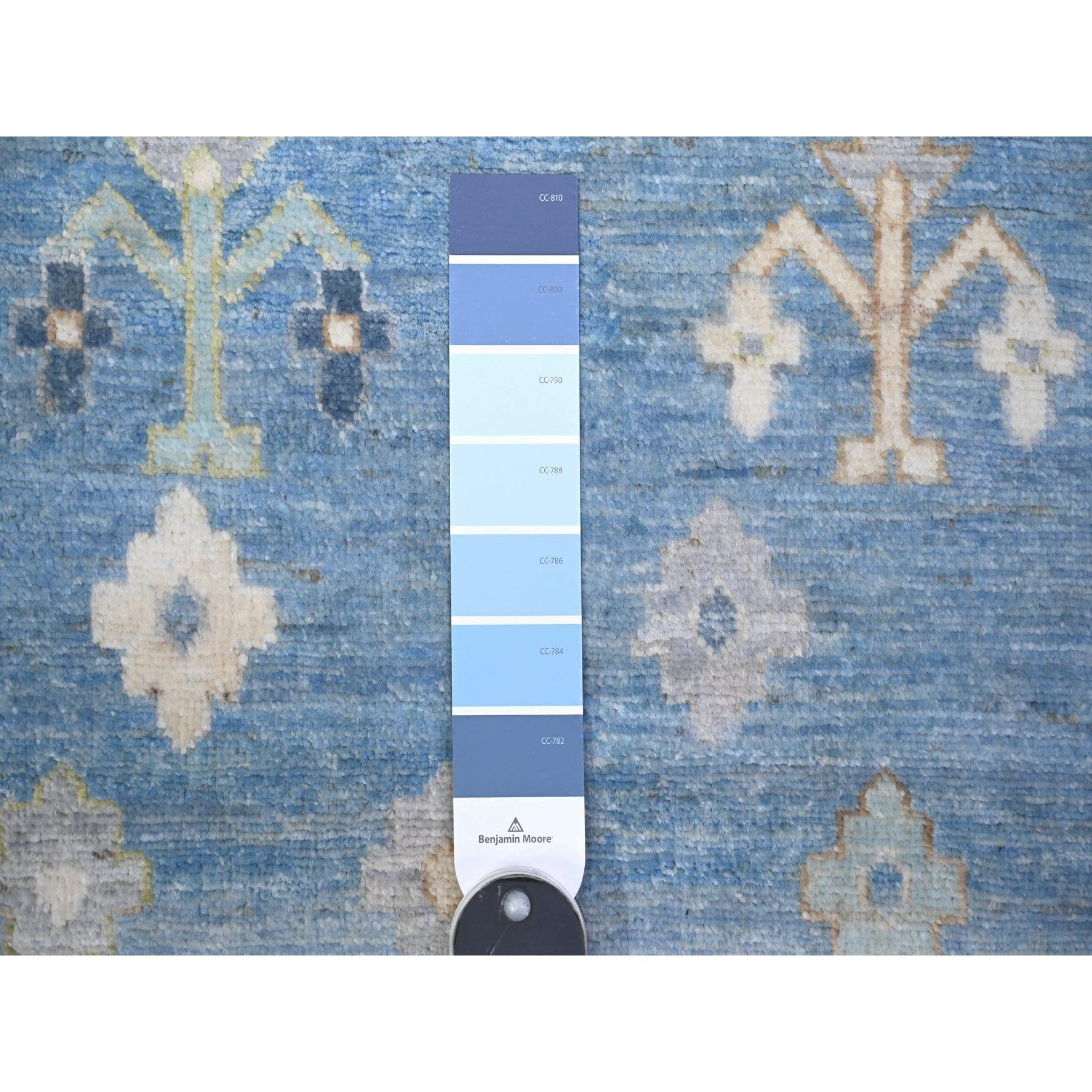 Denim Blauer feiner Kashkuli Gabbeh Handgeknüpfter orientalischer Teppich aus reiner Wolle 8'2