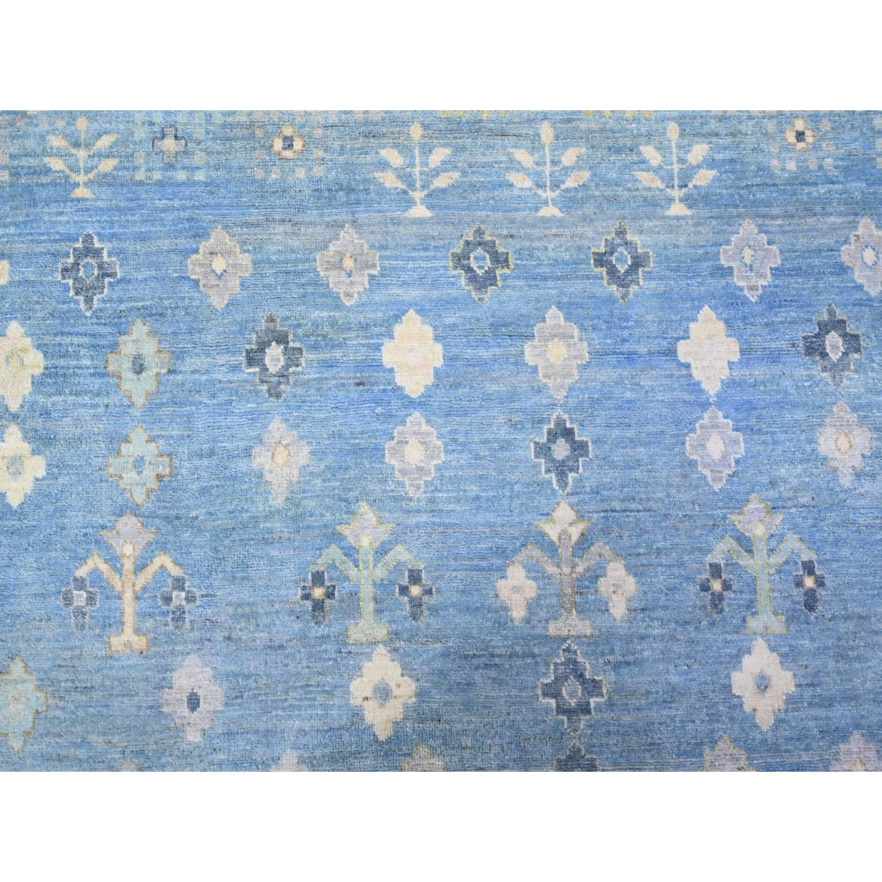 Denim Blauer feiner Kashkuli Gabbeh Handgeknüpfter orientalischer Teppich aus reiner Wolle 8'2
