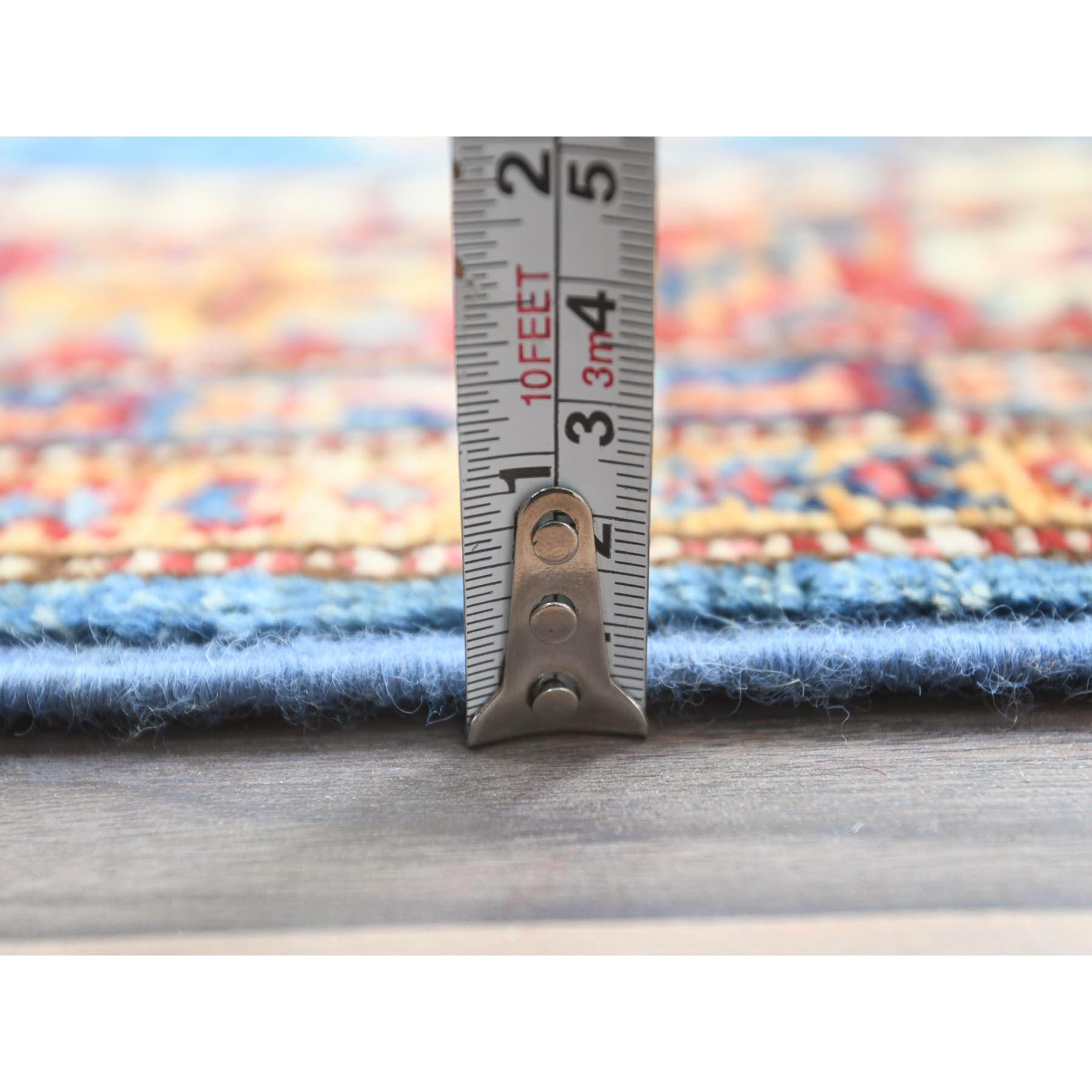 Denim Blauer handgeknüpfter Afghan Super Kazak reiner Wollteppich XL Läufer 2'8