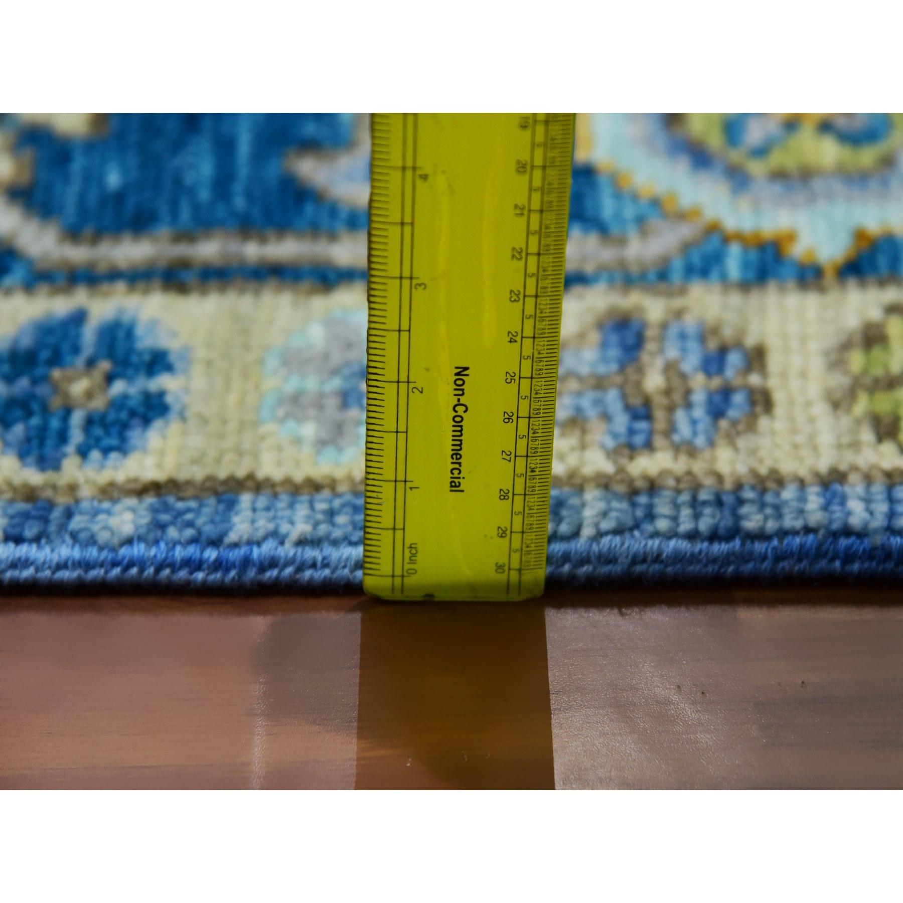 Denim Blue Heriz Design Soft Pile Hand Knotted All Wool Oriental Rug 9'2