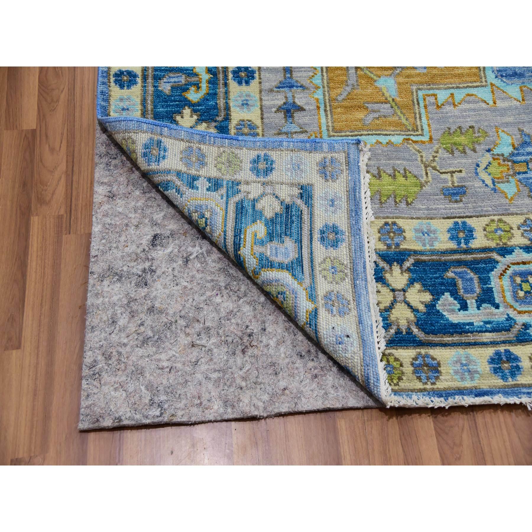 Hand-Knotted Denim Blue Heriz Design Soft Pile Hand Knotted All Wool Oriental Rug 9'2