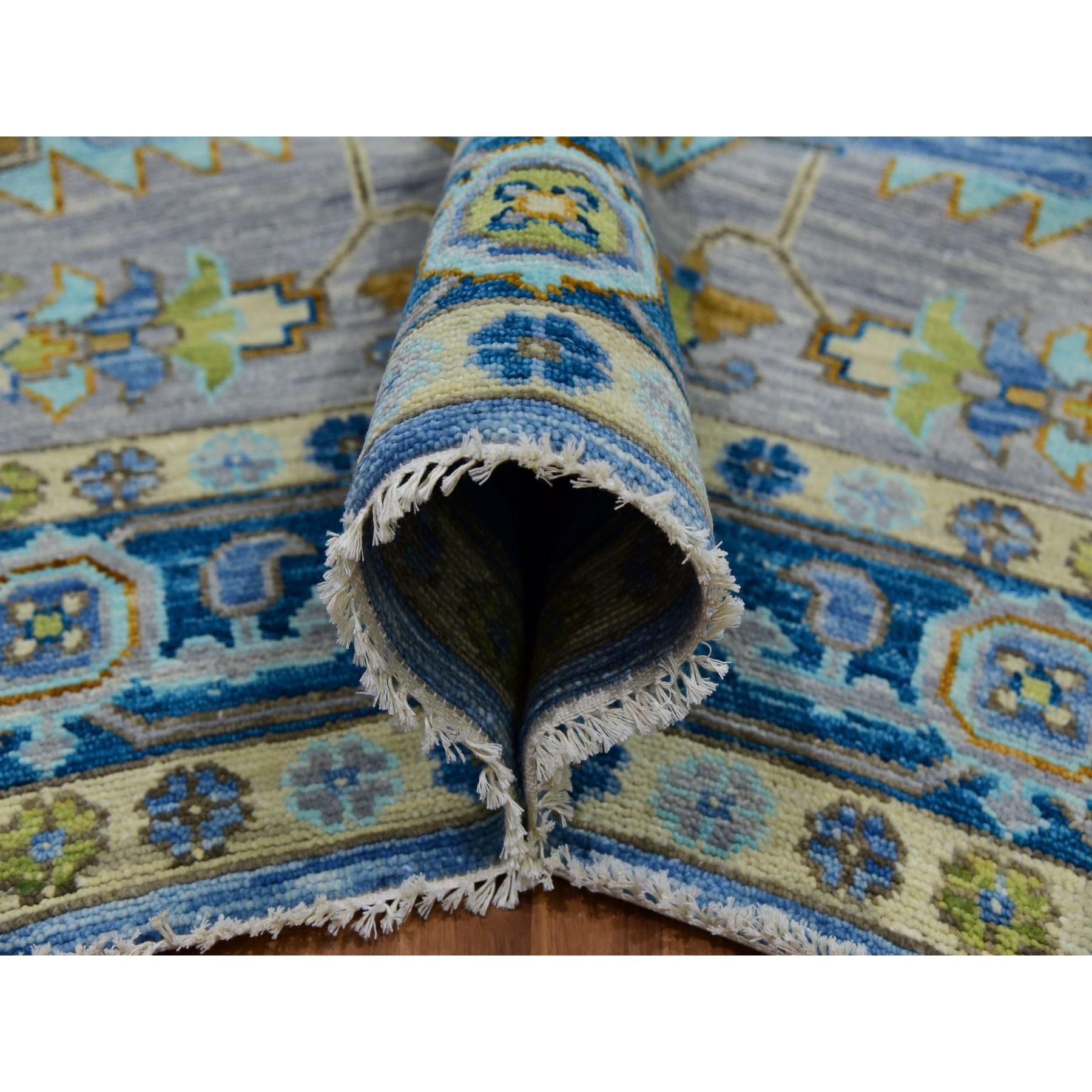 Denim Blue Heriz Design Soft Pile Hand Knotted All Wool Oriental Rug 9'2