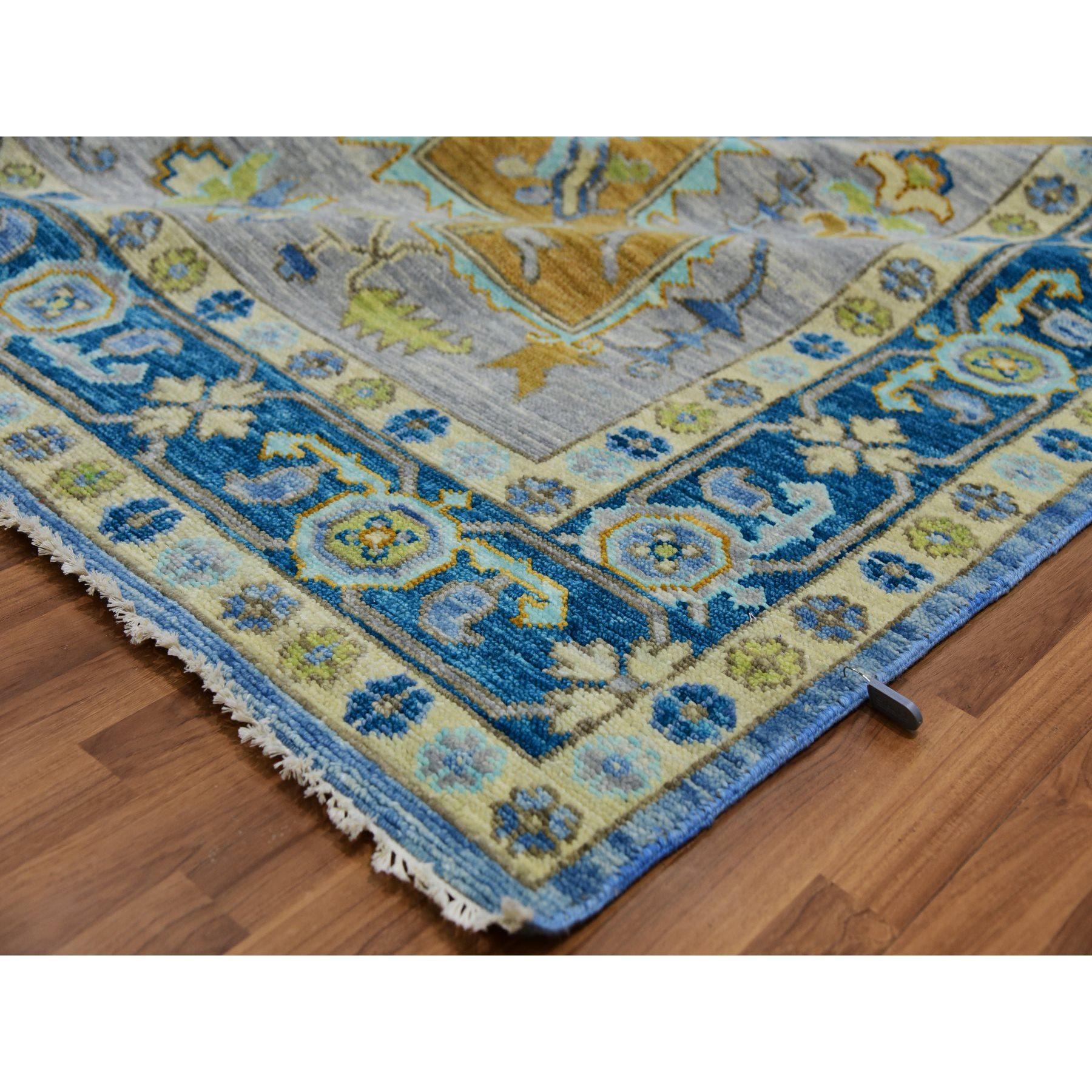 Contemporary Denim Blue Heriz Design Soft Pile Hand Knotted All Wool Oriental Rug 9'2