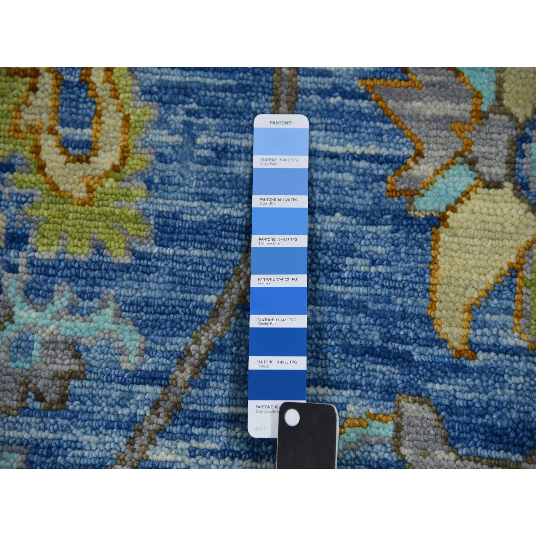 Denim Blue Heriz Design Soft Pile Hand Knotted All Wool Oriental Rug 9'2