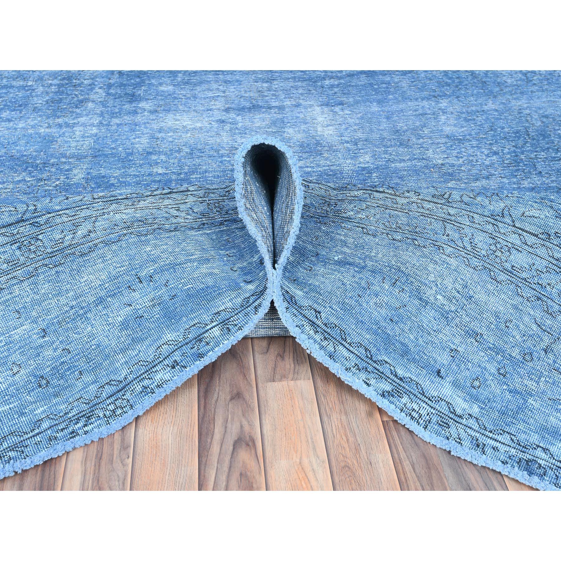 Denim Blue Old Persian Tabriz Worn Down Rustic Look Worn Wool Hand Knotted Rug In Good Condition For Sale In Carlstadt, NJ