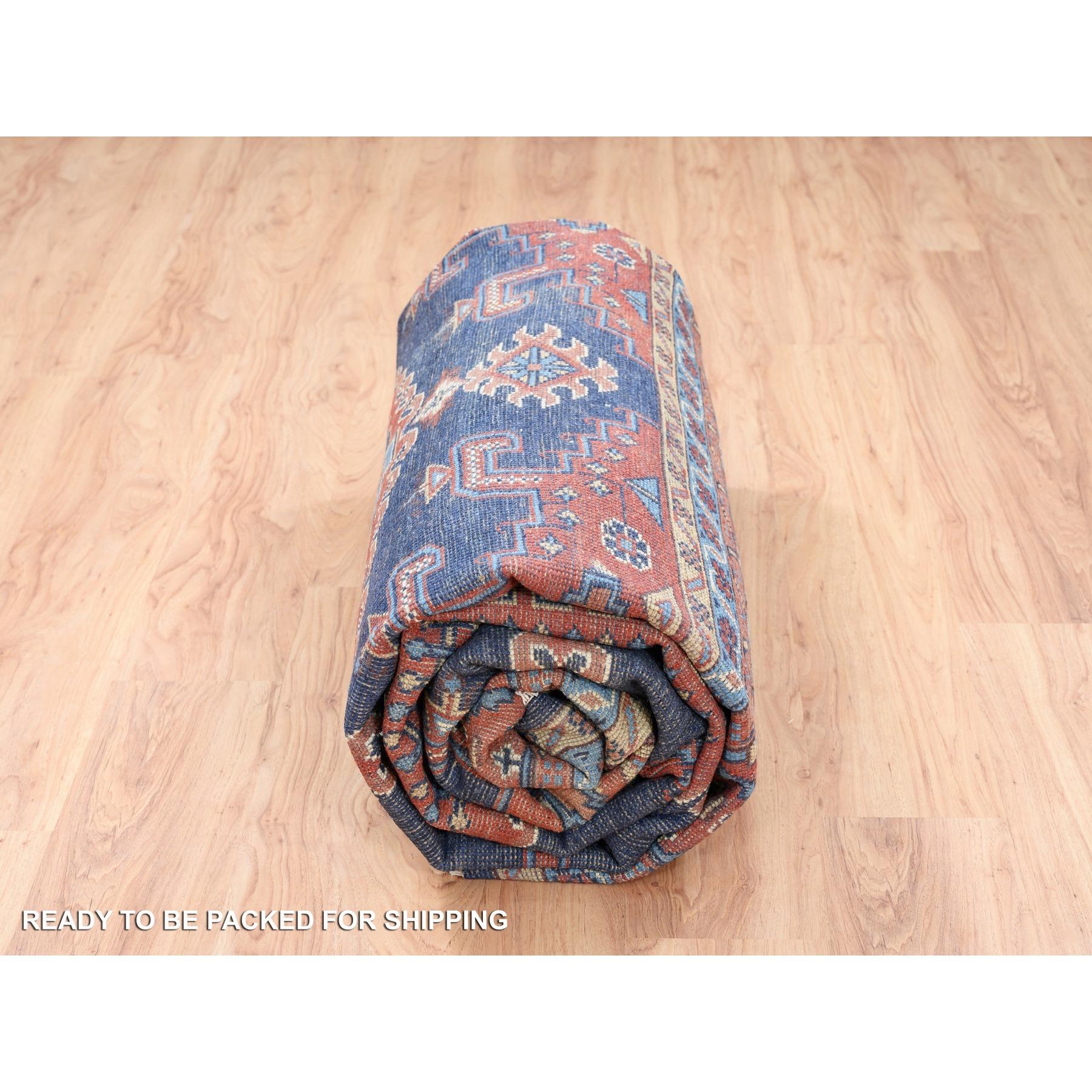 Handgeknüpfter orientalischer Denim-Teppich aus Bio-Wolle Persisch Viss Design 9'1