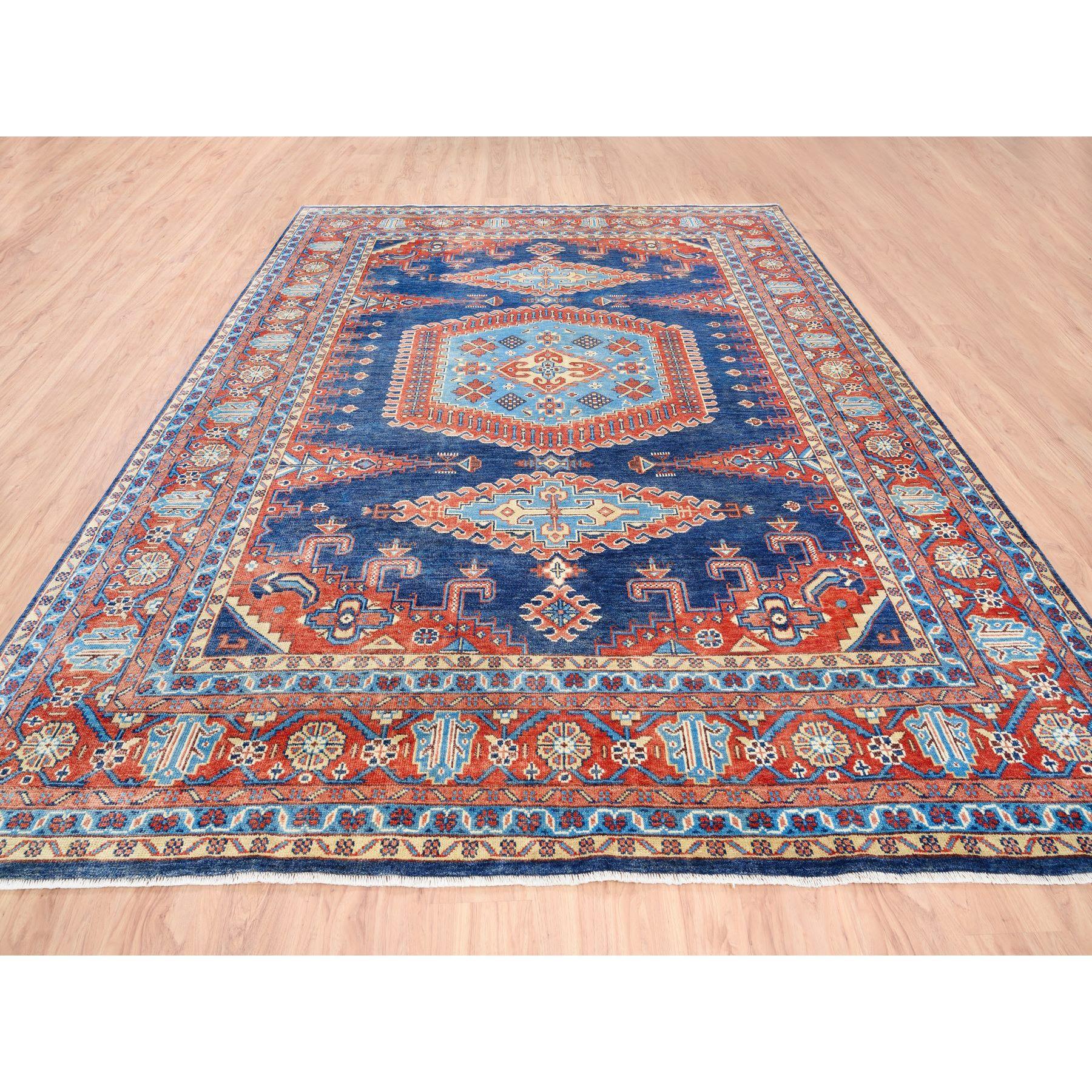Handgeknüpfter orientalischer Denim-Teppich aus Bio-Wolle Persisch Viss Design 9'1