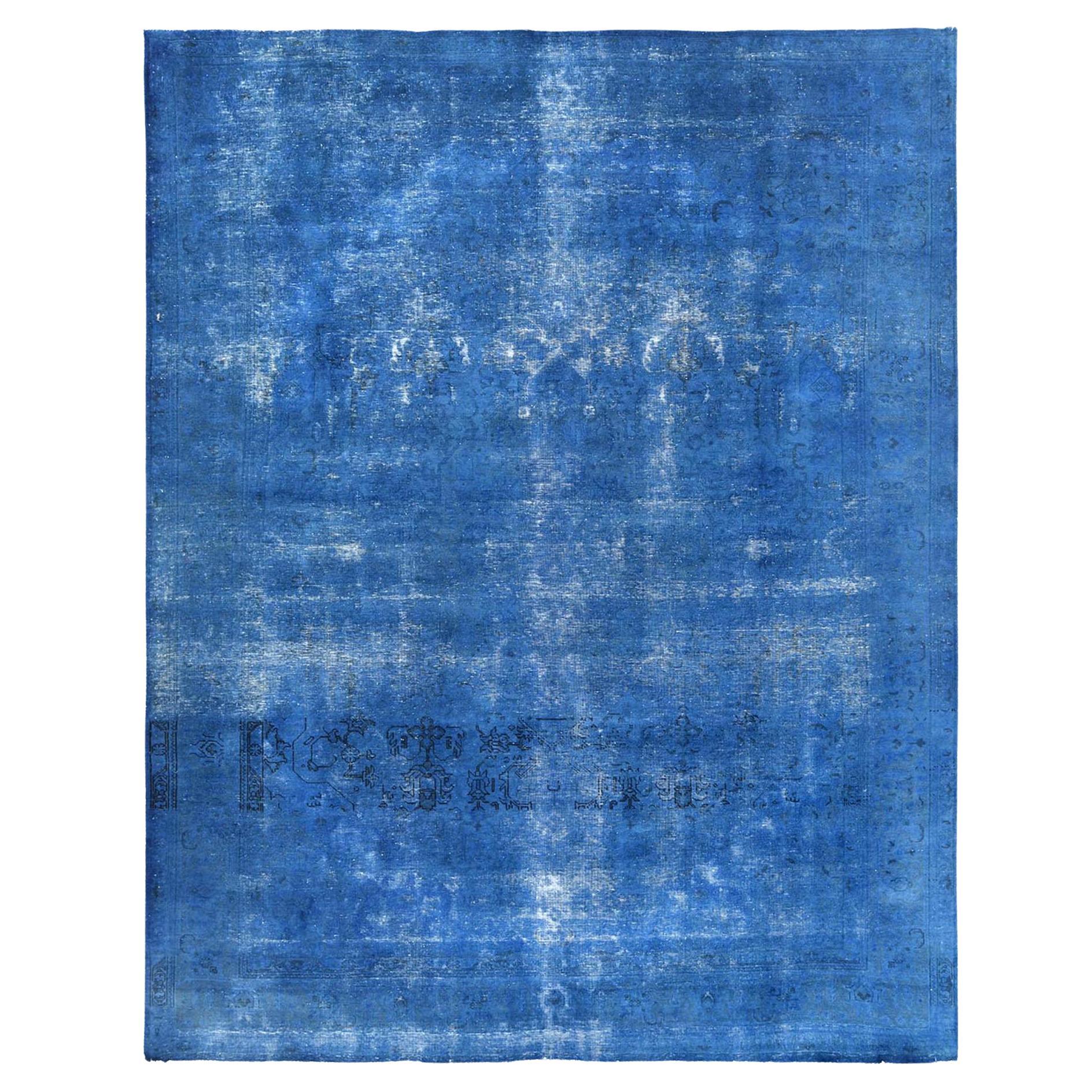 Silky Wool Overdyed Royal Blue Rug For Sale at 1stDibs