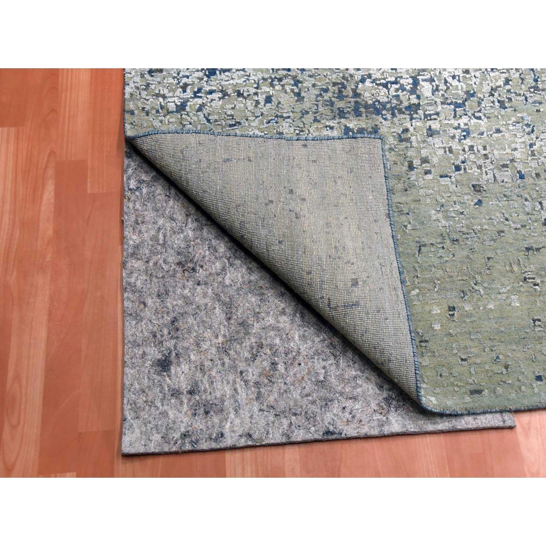 Denim Blue Pure Silk and Wool Modern Hand Knotted Oversized Rug 12'0