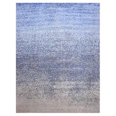 Denim Blue Pure Silk and Wool Modern Hand Knotted Oversized Rug 12'0" x 15'0"