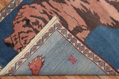 Denim Blue Roaring Tiger Pictorial Turkish 20th Century Wool Rug