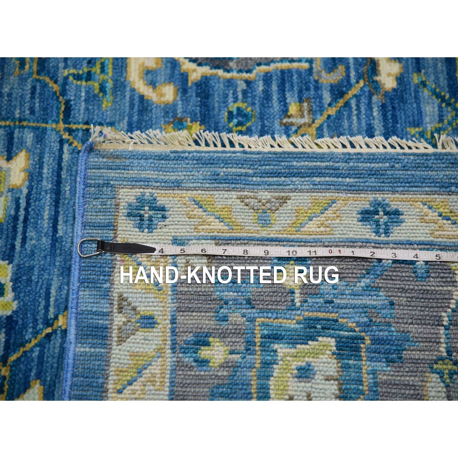 Tapis Heriz en denim bleu « Soft to the Touch » 100 % laine nouée à la main 9'2