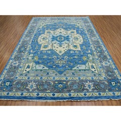 Serapi Heriz 100% Wolle Handgeknüpfter Teppich 9'2"x12' aus Denim Blau, weich zum Anfassen