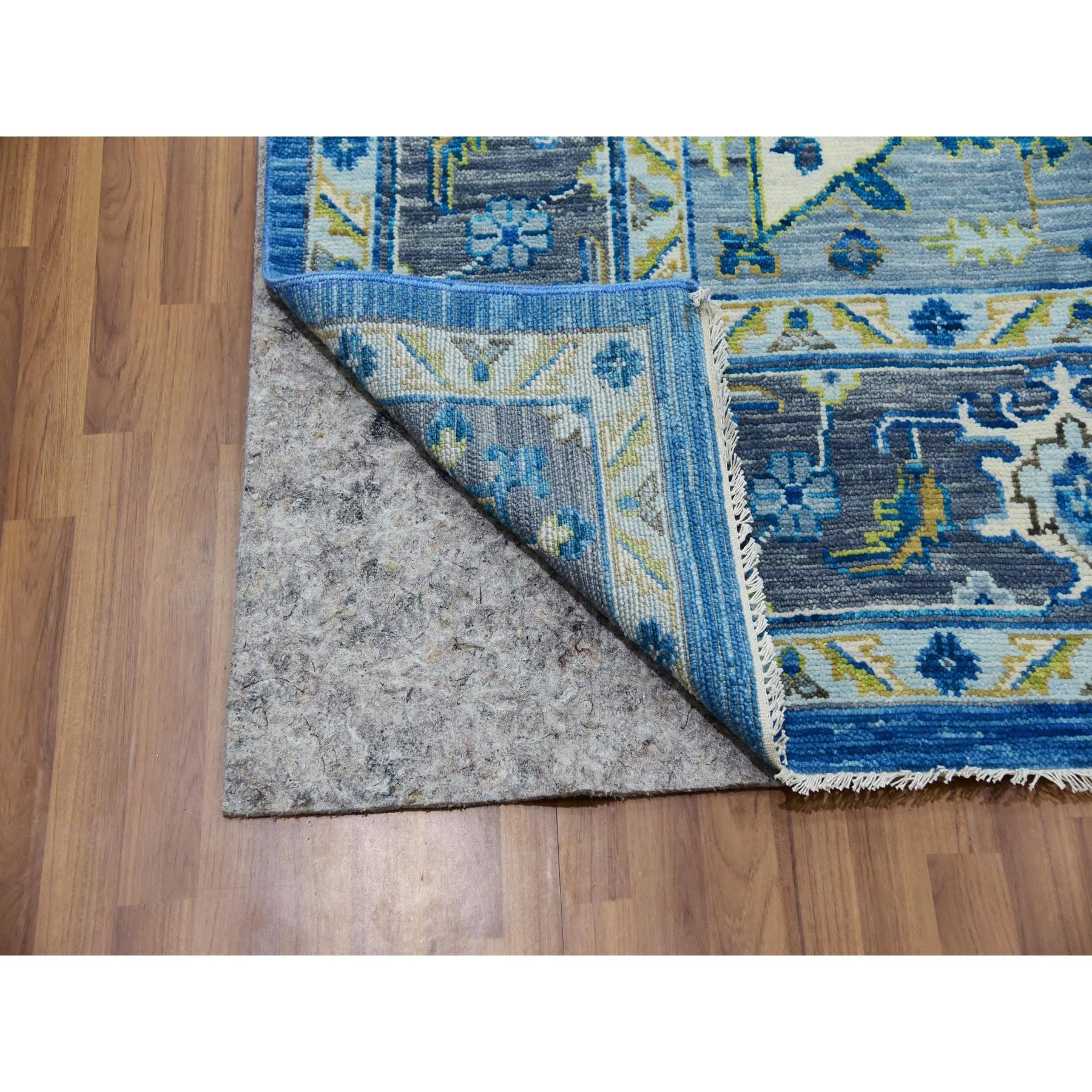 Indien Tapis Heriz en denim bleu « Soft to the Touch » 100 % laine nouée à la main 9'2