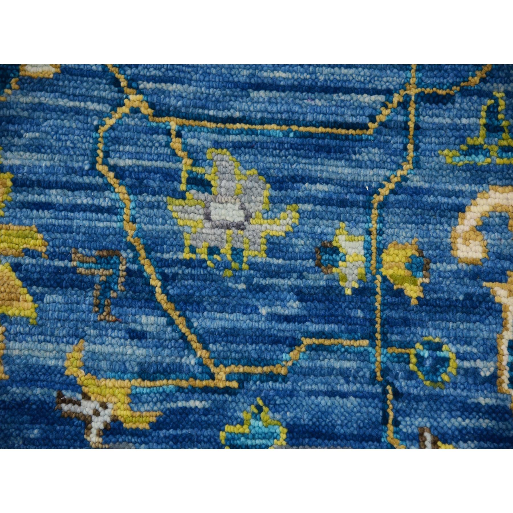 Laine Tapis Heriz en denim bleu « Soft to the Touch » 100 % laine nouée à la main 9'2