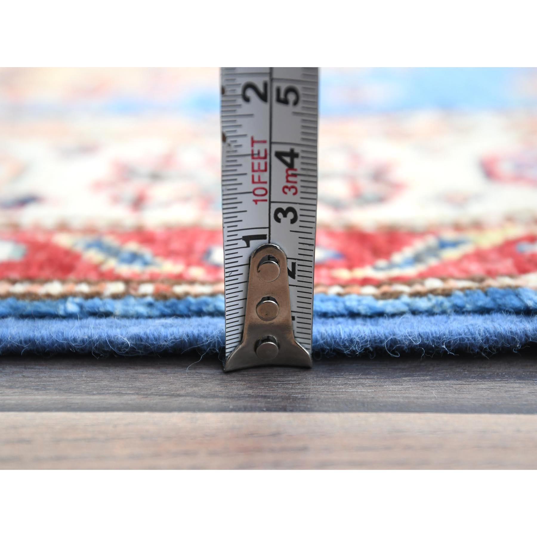 XXIe siècle et contemporain Tapis de course bleu denim en laine douce nouée à la main Afghan Super Kazak XL 2'6