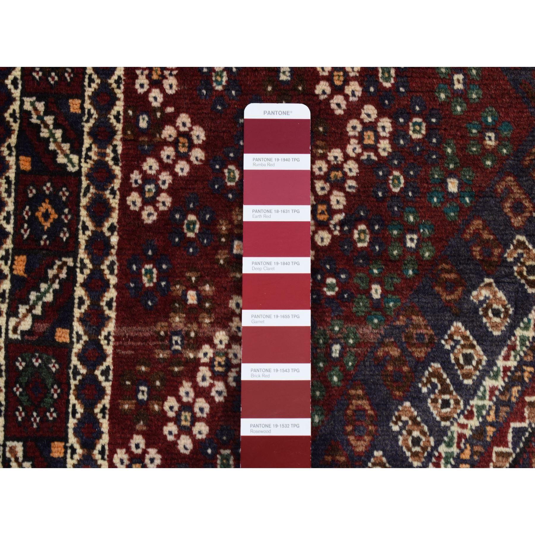 Noué à la main Tapis persan Shiraz vintage en denim bleu à motif complexe noué à la main en vente