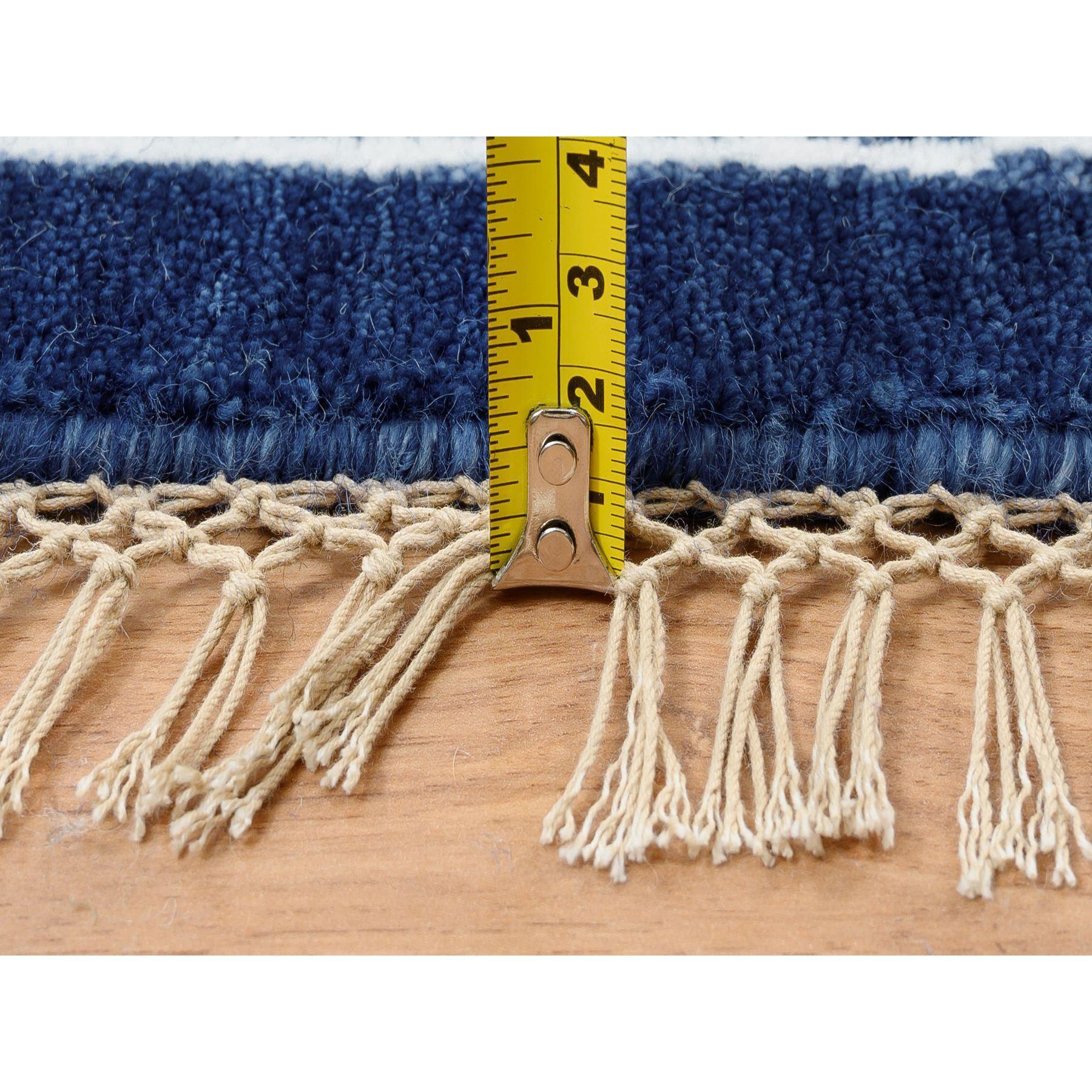Tappeto rotondo annodato a mano Tabriz in lana e seta blu denim 12' x 12' in vendita 3