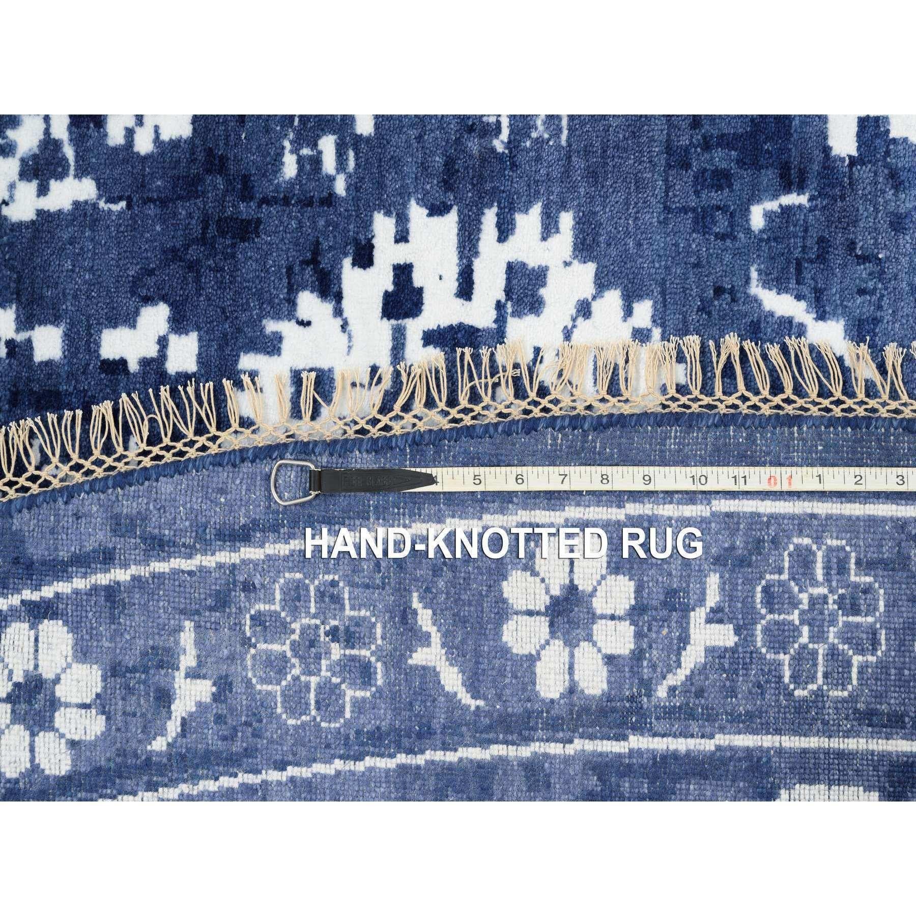 Tappeto rotondo annodato a mano Tabriz in lana e seta blu denim 12' x 12' in vendita 4