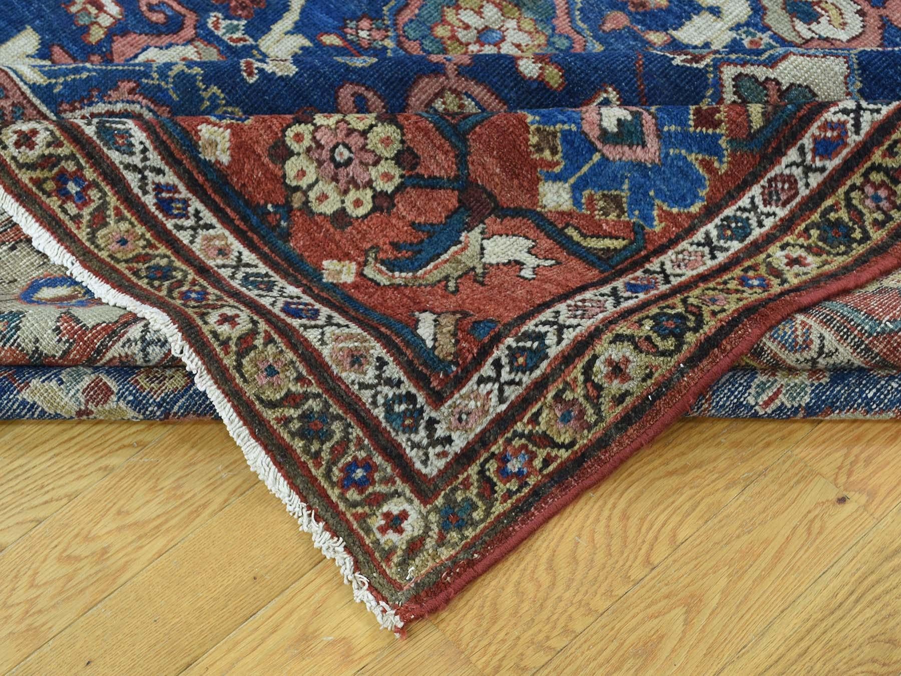 Denim Blue 1920 Vintage Hand Knotted Persian Mahal Rug In Good Condition In Carlstadt, NJ