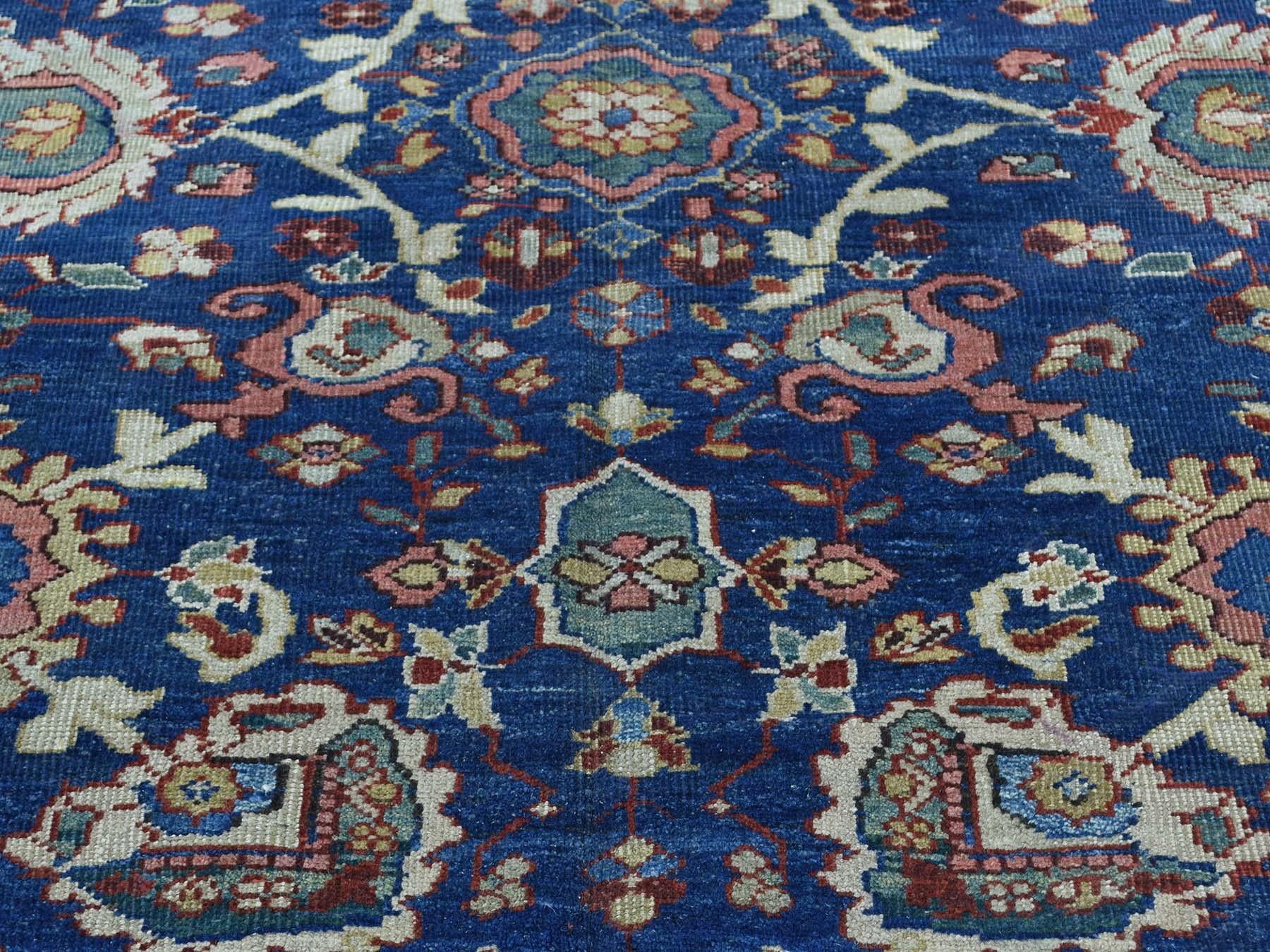 Early 20th Century Denim Blue 1920 Vintage Hand Knotted Persian Mahal Rug