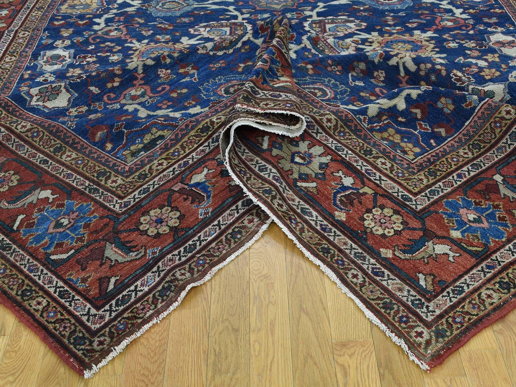 Denim Blue 1920 Vintage Hand Knotted Persian Mahal Rug 2