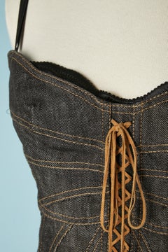 Denim bustier with leather lace and built-in bra Dolce & Gabbana NEW with tag