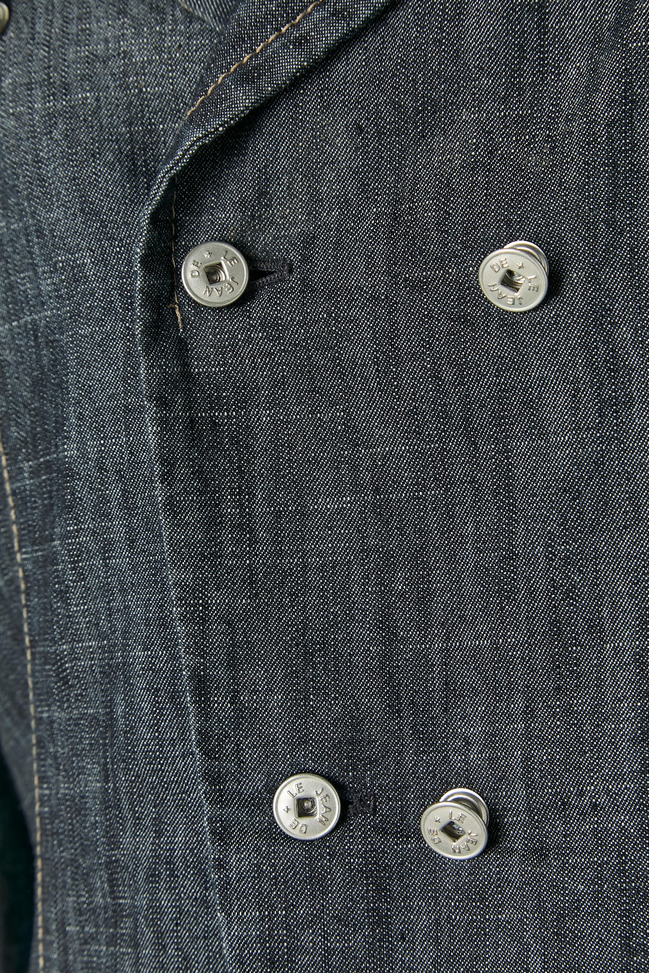 Black Denim double breasted jacket Marithé et François Girbaud For Sale