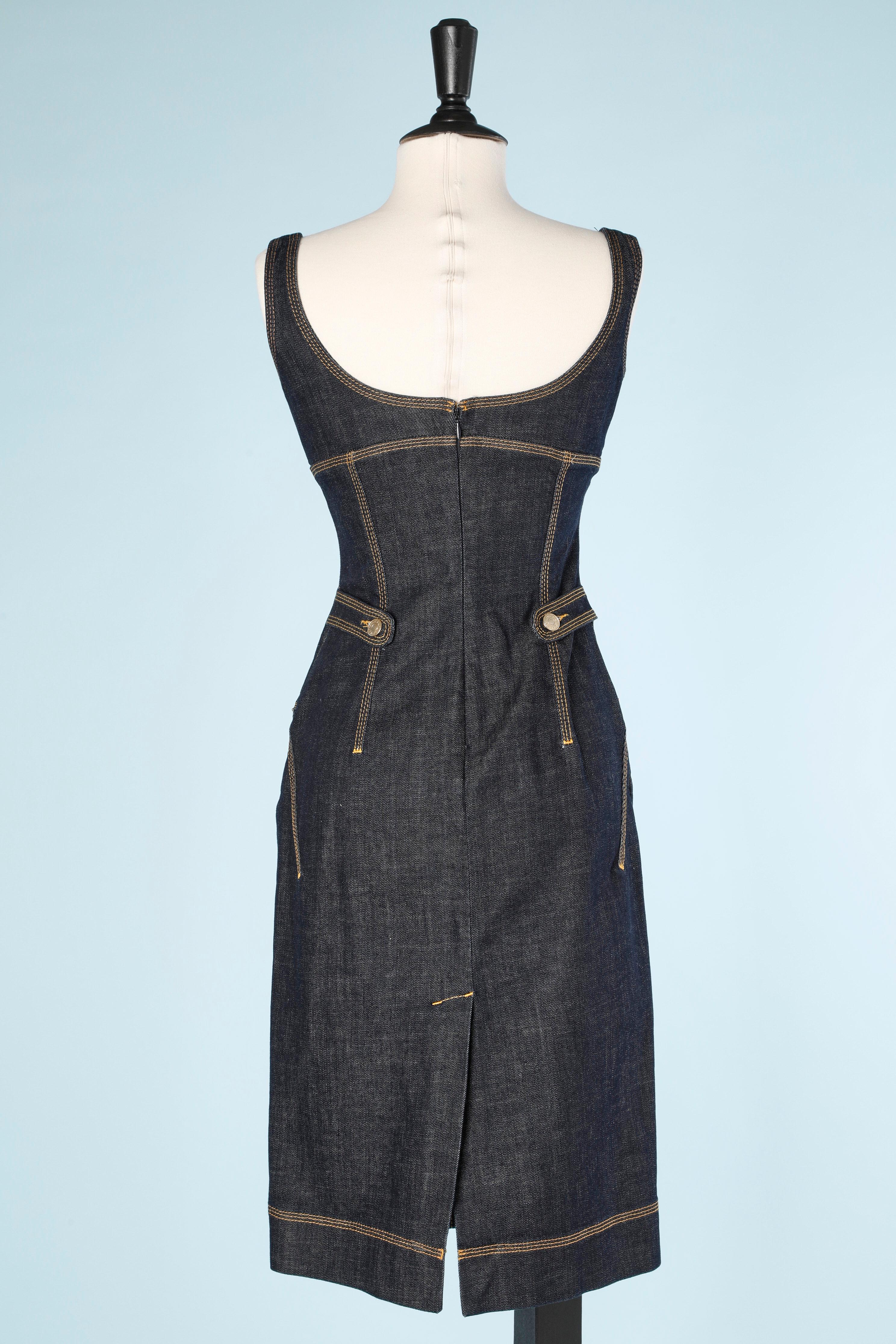 Black Denim dress with gold stitching Dsquared 