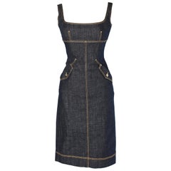 Denim dress with gold stitching Dsquared 