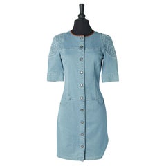 Denim-Kleid aus Denim mit Lederbezug und obengenähtem Monogramm LOUIS VUITTON
