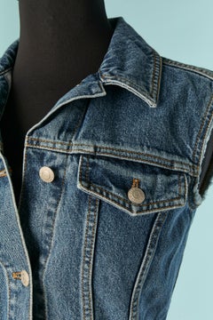 Denim dress with white cotton ruffle edge ALEXANDER McQUEEN