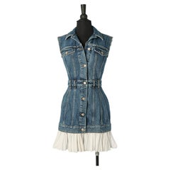 Denim dress with white cotton ruffle edge ALEXANDER McQUEEN