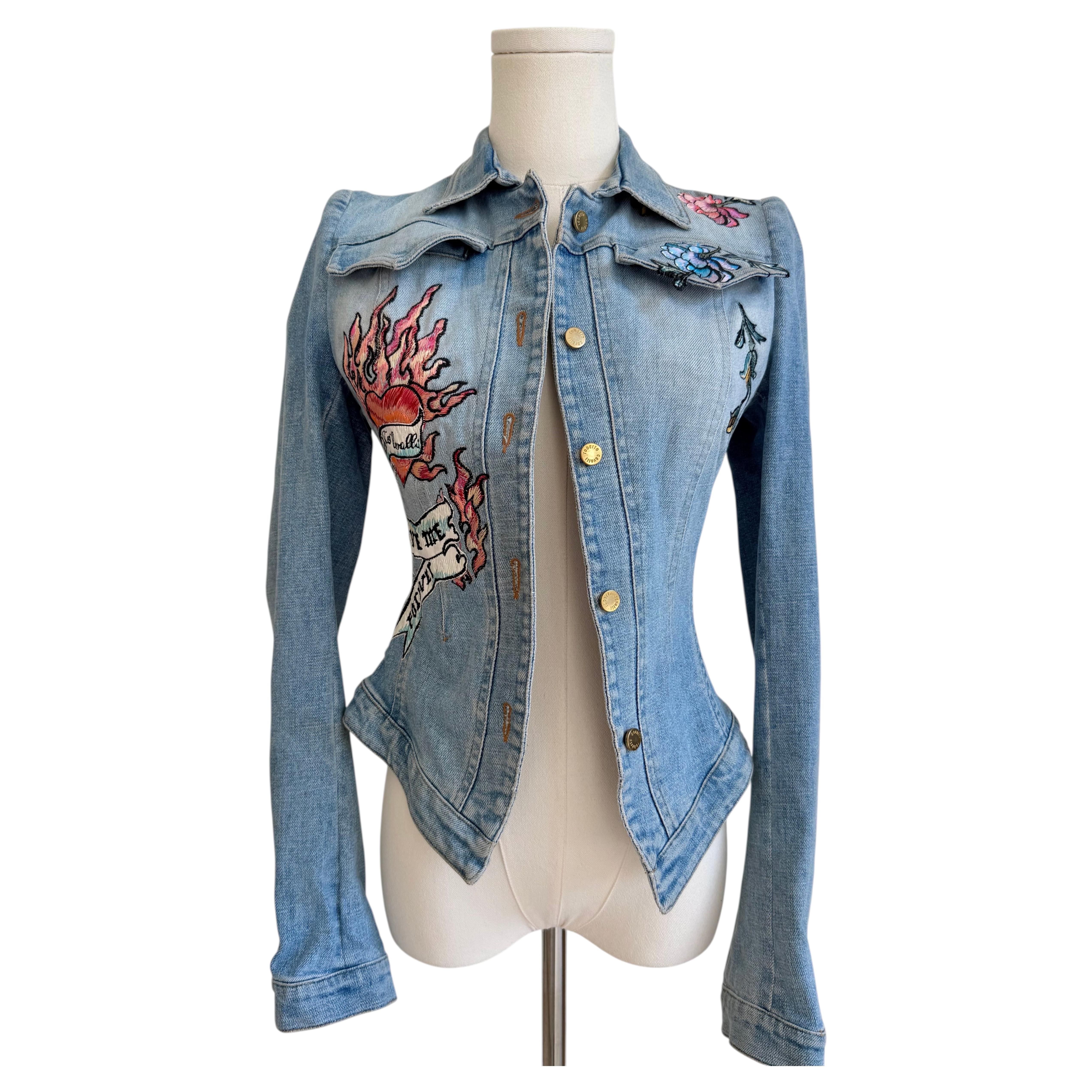 Denim “Forget Me Not” Floral Embroidered Jacket