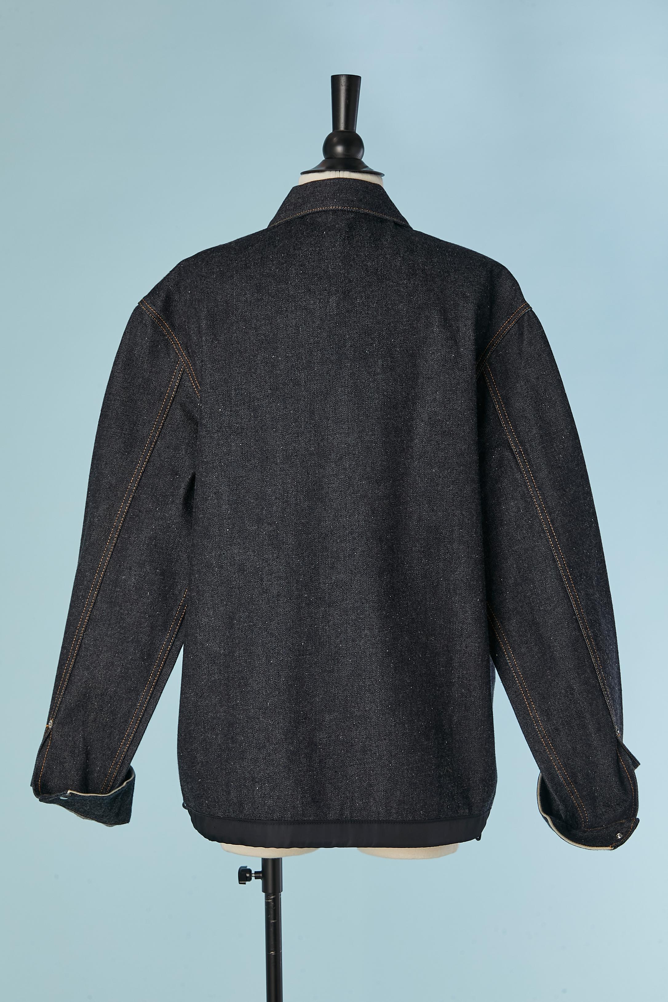 Veste en jean avec détails en nylon noir CHRISTIAN DIOR & SACAI Unisexe en vente