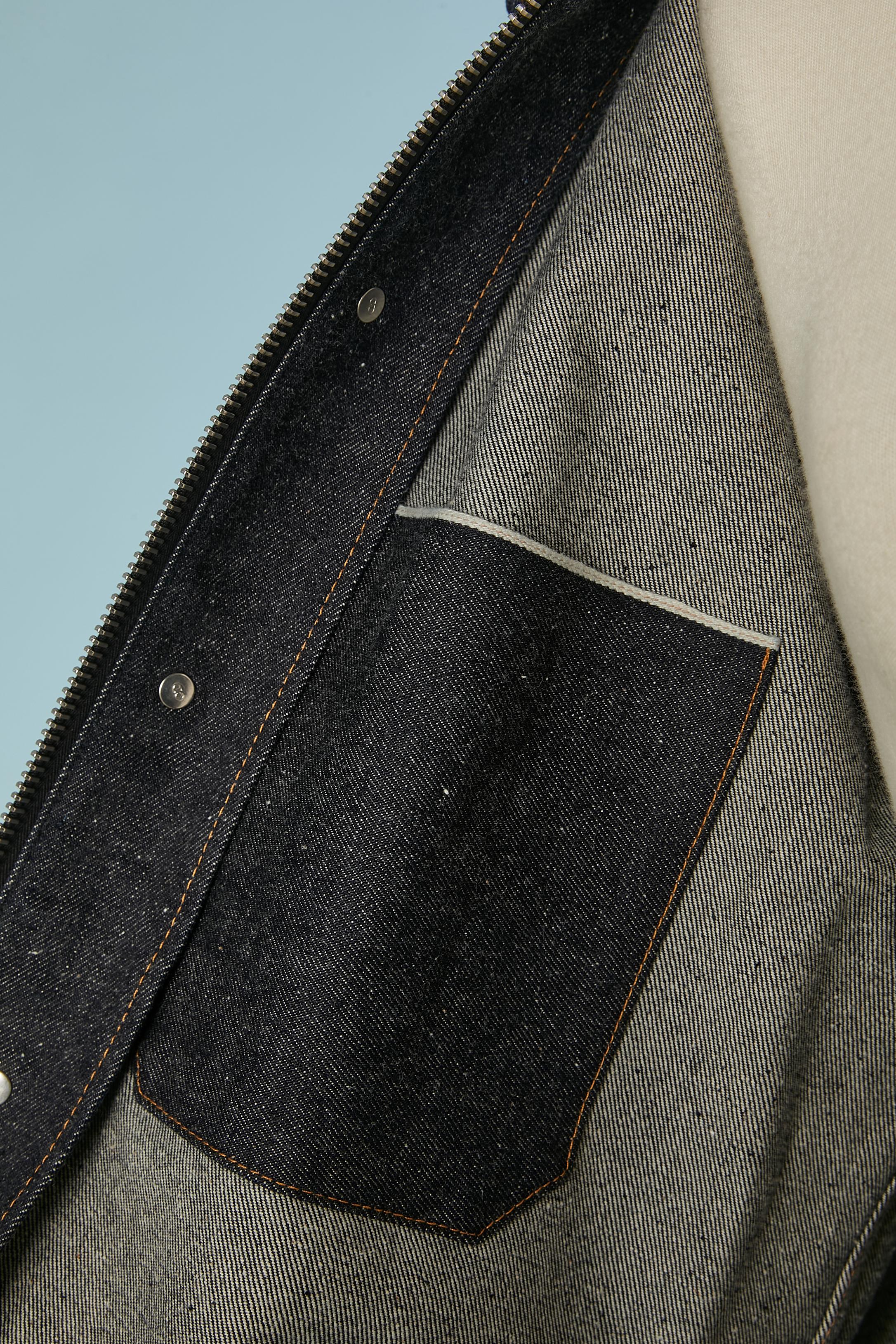 Veste en jean avec détails en nylon noir CHRISTIAN DIOR & SACAI en vente 1