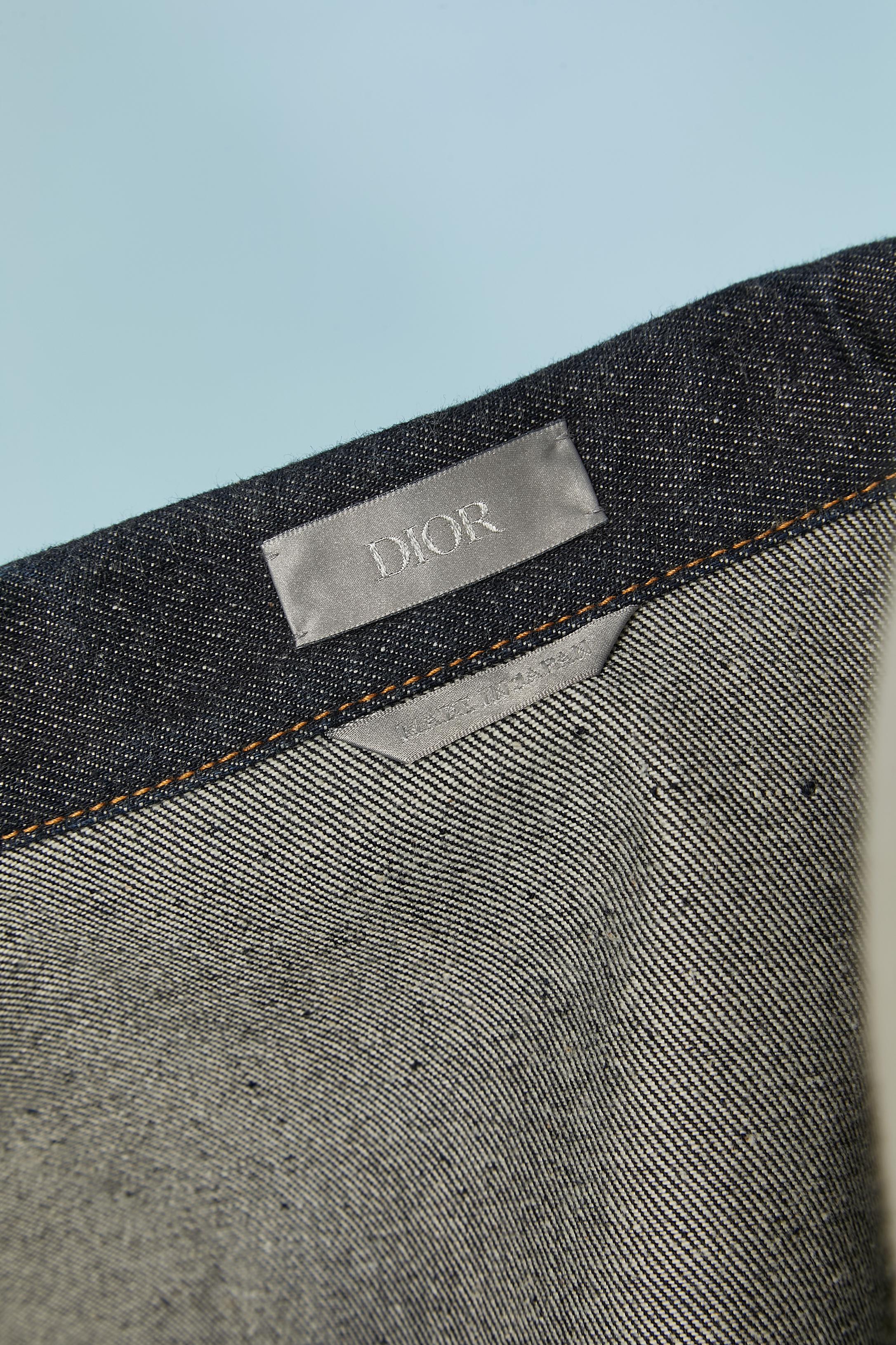 Veste en jean avec détails en nylon noir CHRISTIAN DIOR & SACAI en vente 3