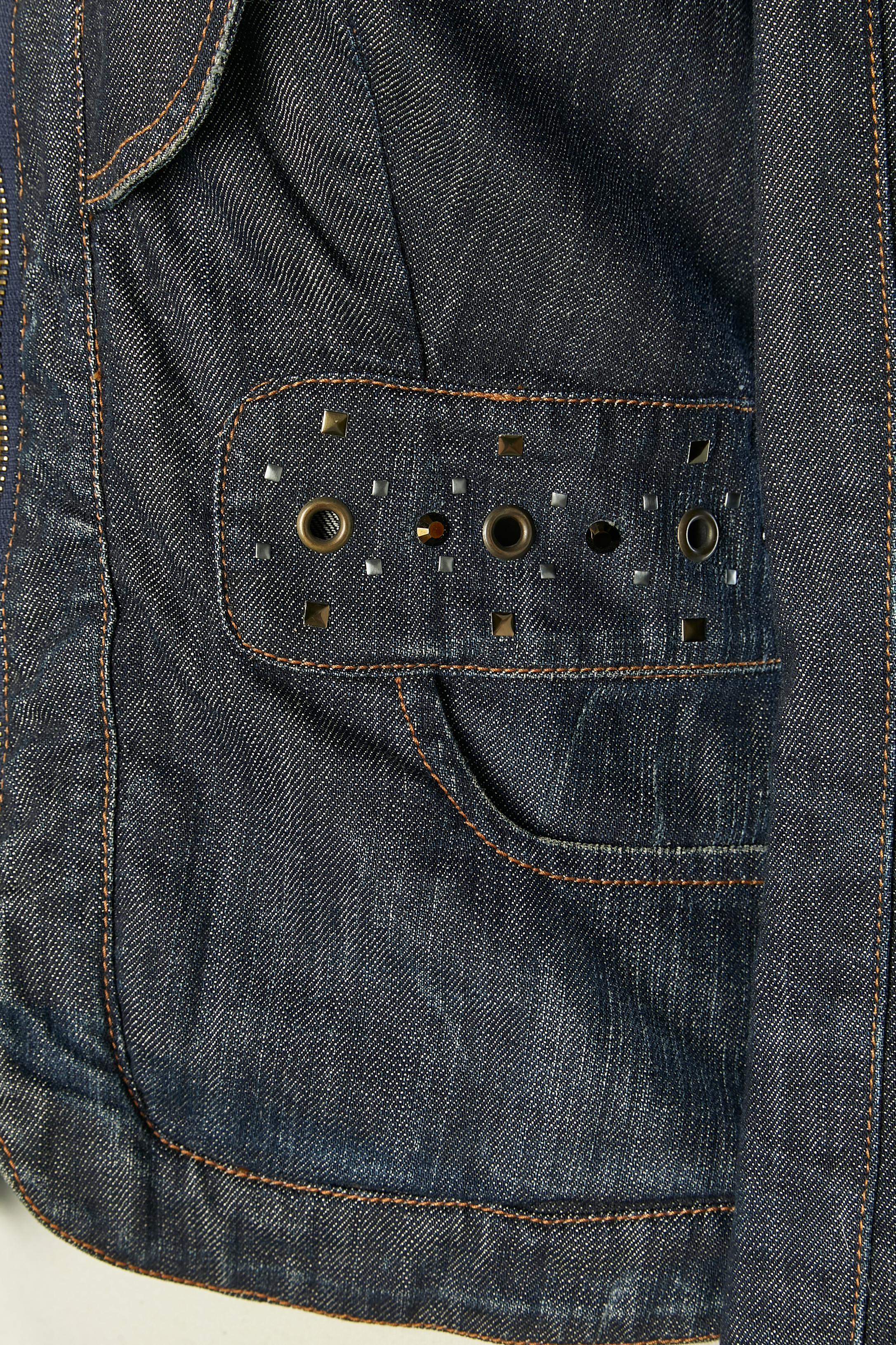 Denim-Jacke aus Denim mit Verzierungen MUGLER im Zustand „Hervorragend“ im Angebot in Saint-Ouen-Sur-Seine, FR